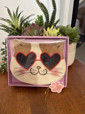 Eccolo Ceramic Cat Face Trinket Tray - NIB